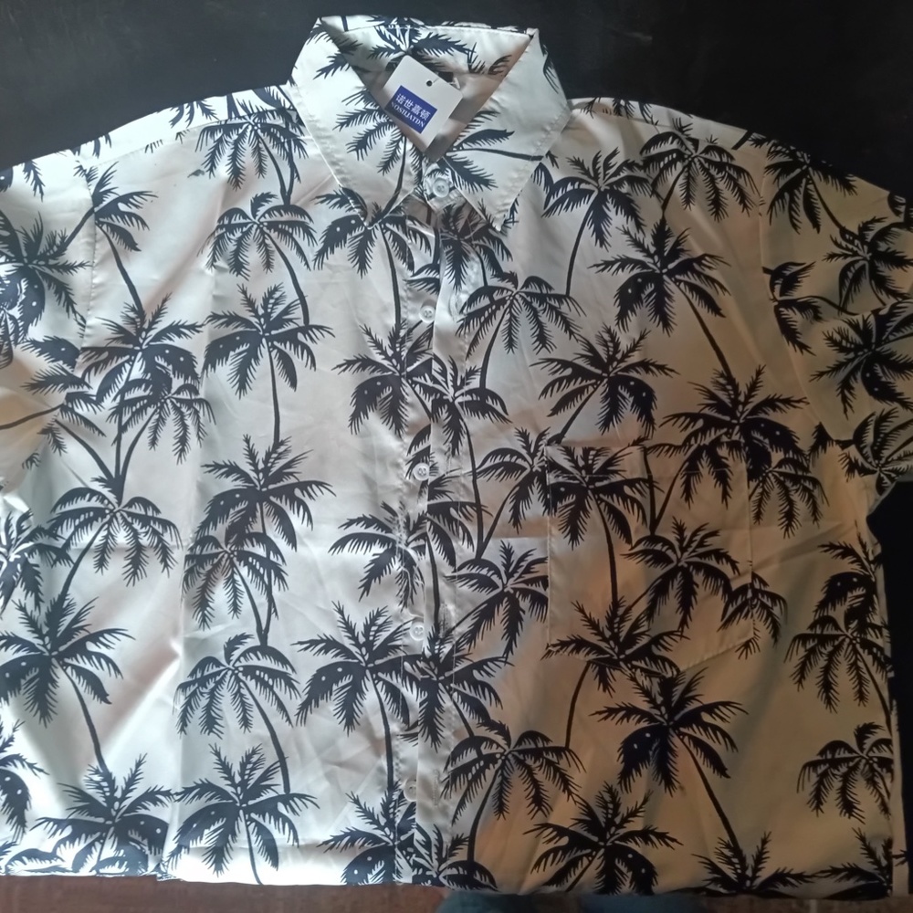 Summer Breathable Hawaiian Shirt Mens Coconut Tree Print